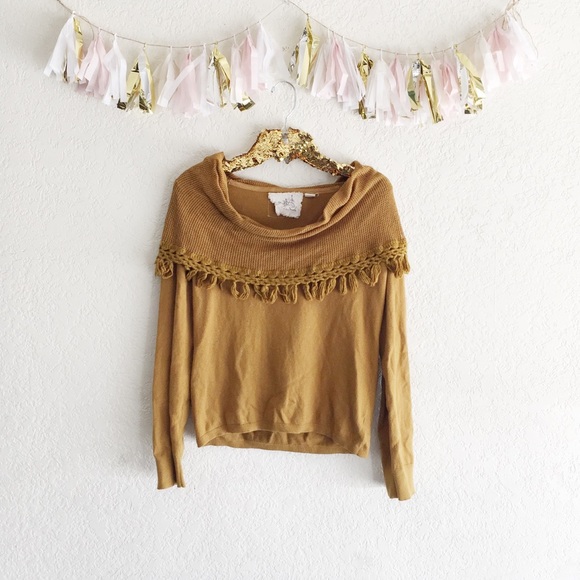 Anthropologie Sweaters - Anthro Angel of the North Mustard Cowlneck Sweater